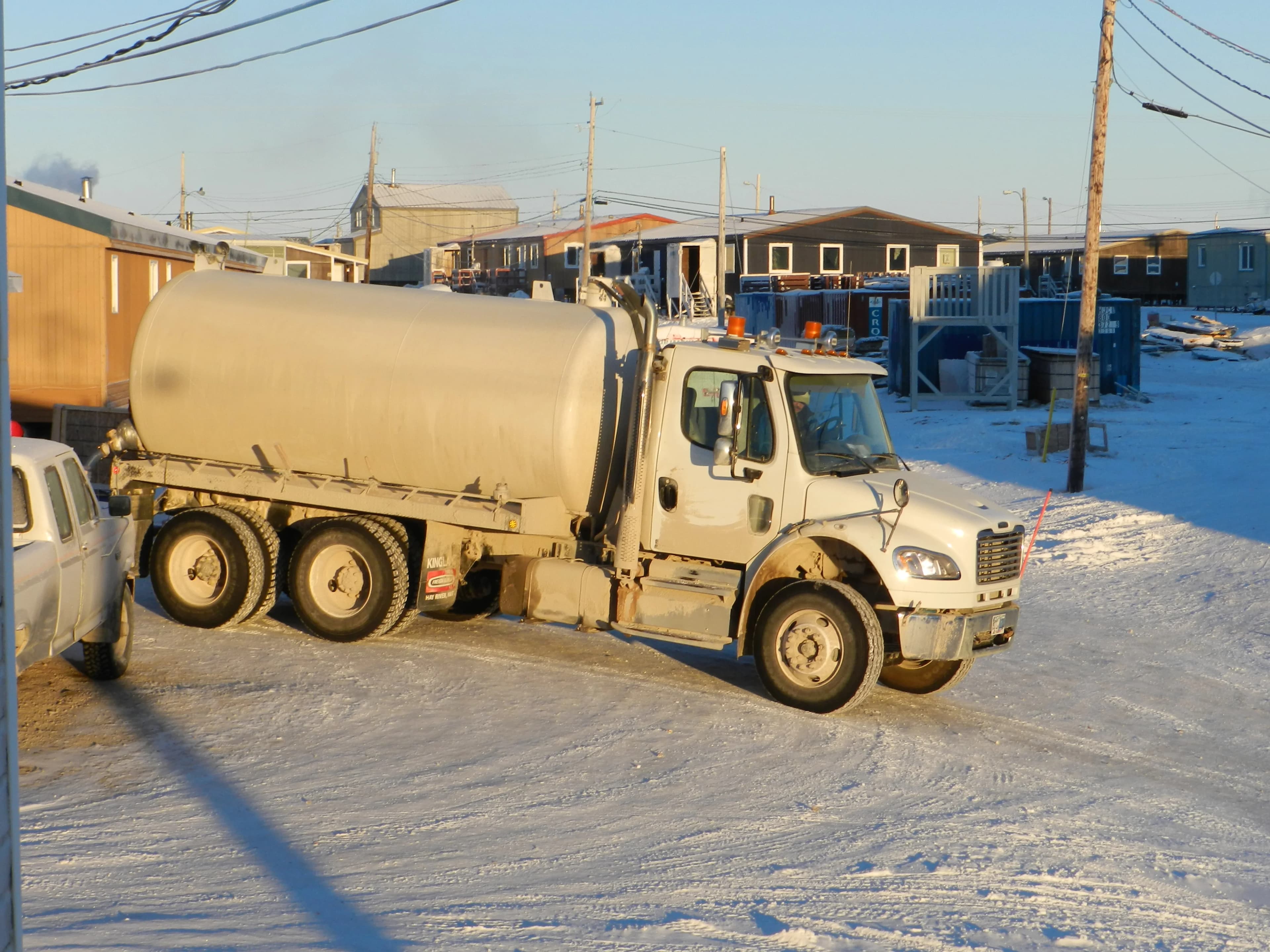 Vacuum truck used to empty septic tanks